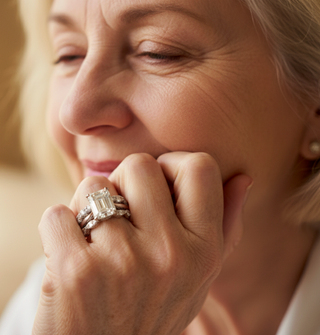 Silberner Verlobungsring für Damen – Großer Kristallring mit Funkelnden Steinen