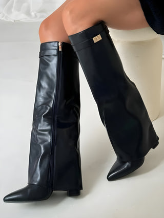 Modische Kniehohe Damenstiefel | Spitz Zulaufend