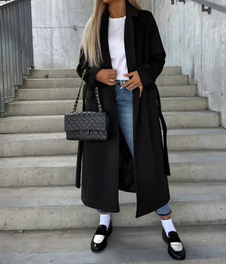 Damen Lässig Mantel mit Reverskragen | Lang