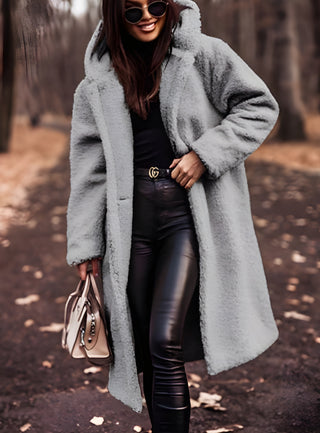 Langer Damenmantel mit Kapuze | Warme