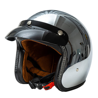 Silberner Vintage Motorradhelm