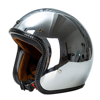 Silberner Vintage Motorradhelm