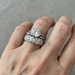 Damen Ring Set mit Zirkonia – Mehrreihiger Verlobungsring in Silberoptik