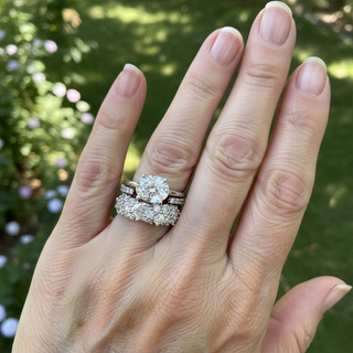 Damen Ring Set mit Zirkonia – Mehrreihiger Verlobungsring in Silberoptik