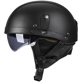 Retro Motorradhelm Für Herren Mit Integriertem Einziehbarem Visier