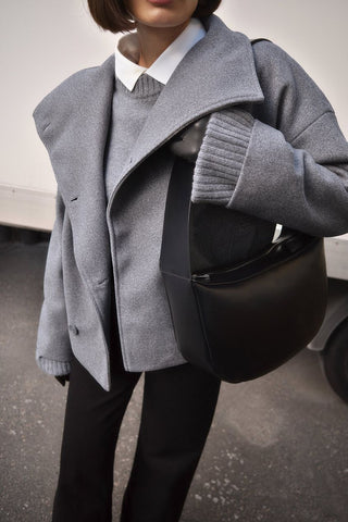 Warme Damenjacke mit doppeltem Druckknopfverschluss | Kurz