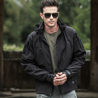 Herren-Softshelljacke mit Kapuze und Reißverschluss | Mehrere Taschen
