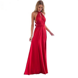 Damen-Wickelkleid mit Neckholder für Hochzeitsgäste | Maxi