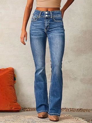 Damen Hoch Tailliert Ausgestellte Jeans | Retro-Stil