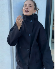 Warme Damenjacke mit doppeltem Druckknopfverschluss | Kurz