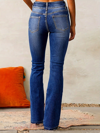 Damen Hoch Tailliert Ausgestellte Jeans | Retro-Stil