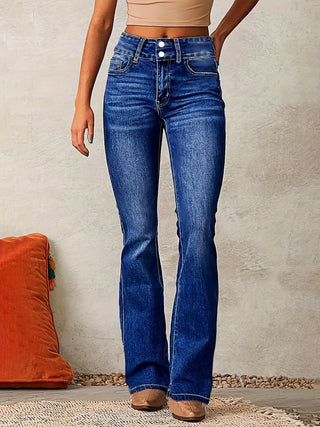 Damen Hoch Tailliert Ausgestellte Jeans | Retro-Stil