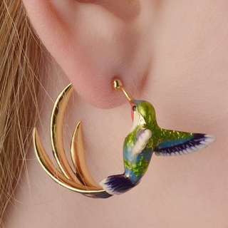 Hängende Vogel Ohrringe für Damen in Gold – Bunte Statement Ohrringe im Modernen Design
