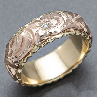 Damen Ring Goldfarben – Breiter Bandring mit Floraler Design