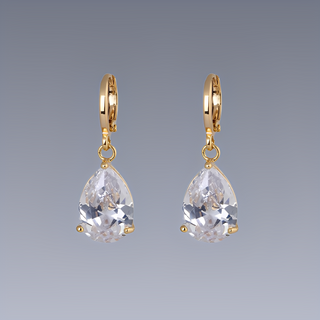 Damen Hängeohrringe Tropfenform – Goldfarbene Ohrringe mit Klassisches Design