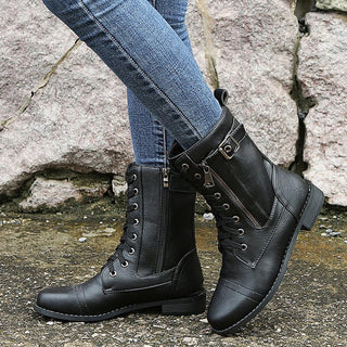 Klassische Damen Mittlere Wade Stiefel | mit Niedrigem Absatz